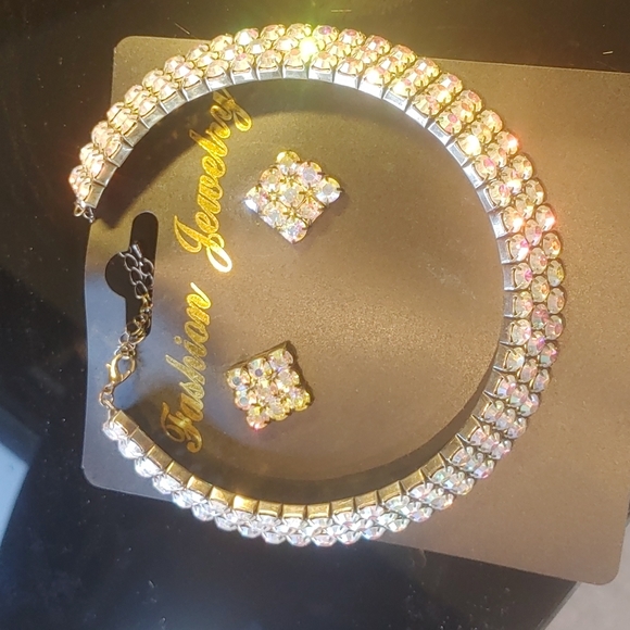 3 piece Rhinestone Choker Set - Picture 3 of 4